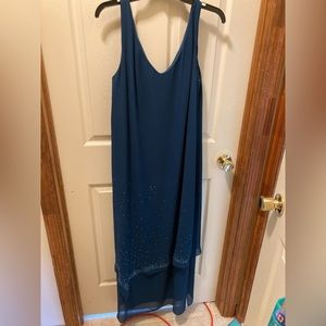 Ursula of Switzerland teal chiffon sparkles layered dress